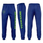 Custom Neon Green Fleece Jogger Sweatpants with Personalized Name & Number for Teams Personalized Royal Neon Green Fleece