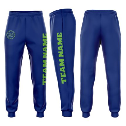 Custom Neon Green Fleece Jogger Sweatpants with Personalized Name & Number for Teams Personalized Royal Neon Green Fleece