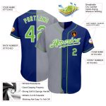 Custom Neon Green and Gray Baseball Jersey with Personalized Name and Number - Authentic Split Fashion Team Wear Personalized
