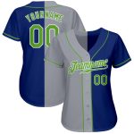 Custom Neon Green and Gray Baseball Jersey with Personalized Name and Number - Authentic Split Fashion Team Wear Personalized