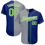 Custom Neon Green and Gray Baseball Jersey with Personalized Name and Number - Authentic Split Fashion Team Wear Personalized