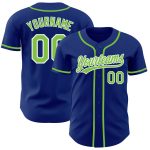 Personalized Neon Green and White Baseball Jersey - Authentic Design Personalized Royal Neon Green-White Authentic Baseball
