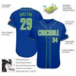 Custom Name Number Authentic Baseball Jersey - Personalized Royal Neon Green White Team Jersey Personalized Royal Neon Green-White