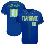 Custom Name Number Authentic Baseball Jersey - Personalized Royal Neon Green White Team Jersey Personalized Royal Neon Green-White