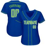 Custom Name Number Authentic Baseball Jersey - Personalized Royal Neon Green White Team Jersey Personalized Royal Neon Green-White