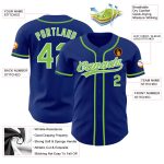 Personalized Neon Green and White Baseball Jersey - Authentic Design Personalized Royal Neon Green-White Authentic Baseball