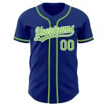 Personalized Neon Green and White Baseball Jersey - Authentic Design Personalized Royal Neon Green-White Authentic Baseball