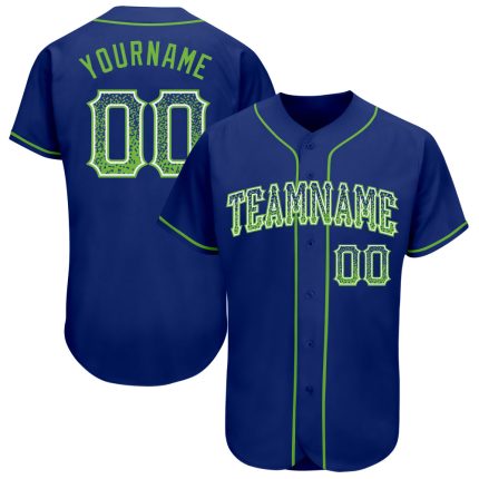 Personalized Authentic Drift Baseball Jersey - Custom Neon Green-White Team Name & Number Personalized Royal Neon Green-White
