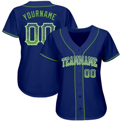 Personalized Authentic Drift Baseball Jersey - Custom Neon Green-White Team Name & Number Personalized Royal Neon Green-White