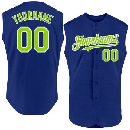 Personalized Neon Green-White Authentic Baseball Jersey for Men - Sleeveless Design Personalized Royal Neon Green-White Authentic