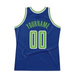Custom Authentic Basketball Jersey with Personalized Name and Number - Royal Neon Green-White Throwback Style Personalized