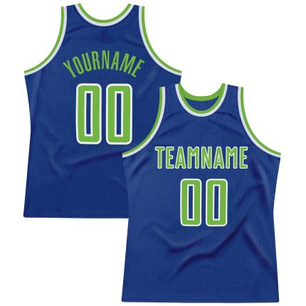 Custom Authentic Basketball Jersey with Personalized Name and Number - Royal Neon Green-White Throwback Style Personalized