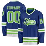 Custom Neon Green and White Hockey Jersey with Personalized Name and Number Personalized Royal Neon Green-White Hockey Jersey