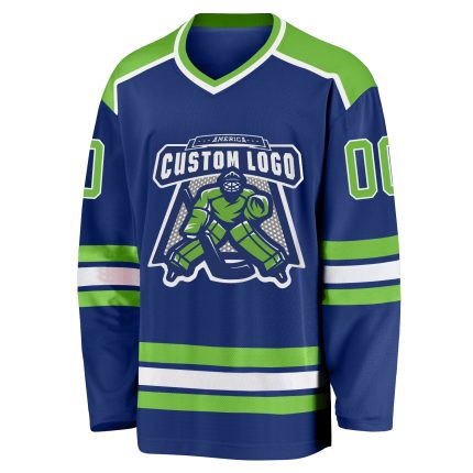 Personalized Neon Green and White Hockey Jersey - Custom Team Apparel Personalized Royal Neon Green-White Hockey Jersey