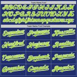 Custom Name Number Authentic Baseball Jersey in Royal Neon Green-White Line Personalized Royal Neon Green-White Line Authentic