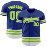 Custom Name Number Authentic Baseball Jersey in Royal Neon Green-White Line Personalized Royal Neon Green-White Line Authentic