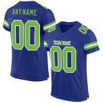 Custom Neon Green and White Football Jersey - Personalized Team Name and Number, Authentic Mesh Design Personalized Royal