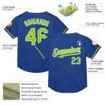 Custom Neon Green-White Authentic Throwback Baseball Jersey Personalized Team Name and Number Personalized Royal Neon Green-White