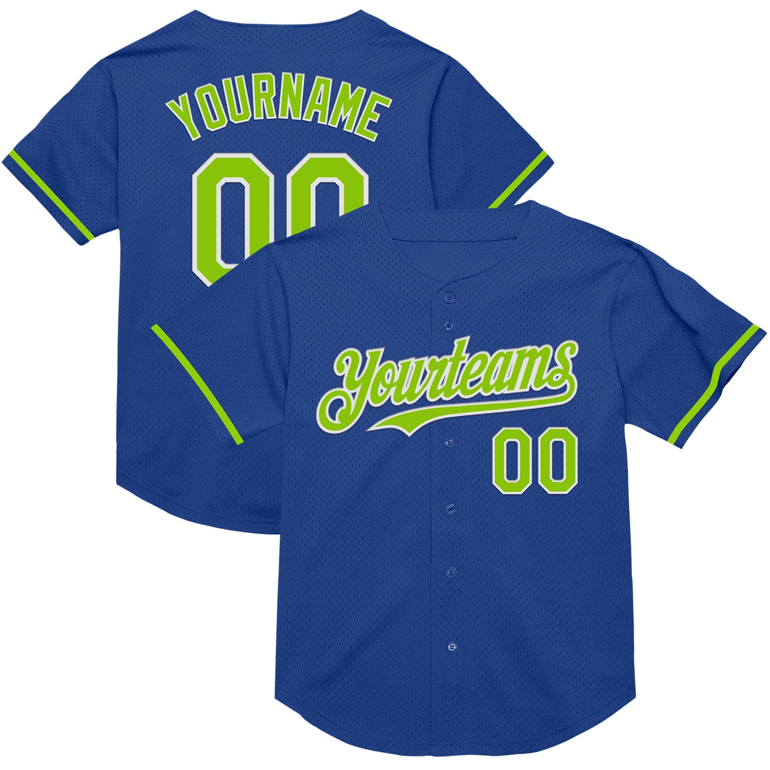 Custom Neon Green-White Authentic Throwback Baseball Jersey Personalized Team Name and Number Personalized Royal Neon Green-White