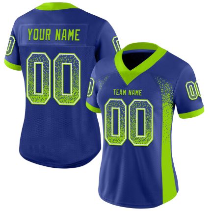 Custom Neon Green-White Mesh Football Jersey with Name and Number - Personalized Drift Team Apparel Personalized Royal Neon