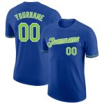 Custom Team Performance T-Shirt with Neon Green and White Colors, Personalized Name and Number Personalized Royal Neon Green-White