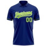 Custom Neon Green-White Golf Polo Shirt with Personalized Name and Number - Performance Vapor Team Apparel Personalized Royal