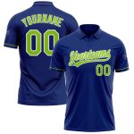 Custom Neon Green-White Golf Polo Shirt with Personalized Name and Number - Performance Vapor Team Apparel Personalized Royal