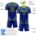 Custom Neon Yellow Geometric Shapes Soccer Jersey with Name and Number - Personalized Team Uniform Personalized Royal Neon