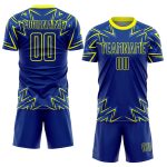 Custom Neon Yellow Geometric Shapes Soccer Jersey with Name and Number - Personalized Team Uniform Personalized Royal Neon