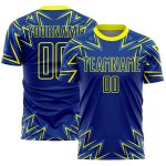 Custom Neon Yellow Geometric Shapes Soccer Jersey with Name and Number - Personalized Team Uniform Personalized Royal Neon