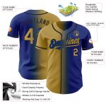 Personalized Authentic Gradient Baseball Jersey - Custom Name & Number in Royal Old Gold and Black Personalized Royal Old