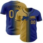 Personalized Authentic Gradient Baseball Jersey - Custom Name & Number in Royal Old Gold and Black Personalized Royal Old