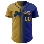 Personalized Authentic Gradient Baseball Jersey - Custom Name & Number in Royal Old Gold and Black Personalized Royal Old