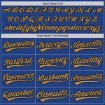 Custom Name and Number Authentic Throwback Baseball Jersey - Personalized Royal Old Gold and Black Design Personalized Royal