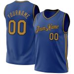 Personalized Custom Team Basketball Jersey with Name and Number - Royal Old Gold and Black Authentic Throwback Personalized