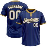 Custom Name Number Unisex Softball Jersey Personalized Royal Old Gold Pinstripe Two-Button Design Personalized Royal Old