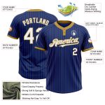 Custom Name Number Unisex Softball Jersey Personalized Royal Old Gold Pinstripe Two-Button Design Personalized Royal Old