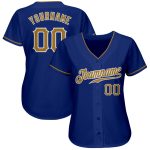 Custom Name Number Authentic Baseball Jersey - Personalized Royal Old Gold-White Team Jersey Personalized Royal Old Gold-White