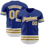 Custom Name & Number Personalized Old Gold-White Line Baseball Jersey - Authentic Team Gear Personalized Royal Old Gold-White