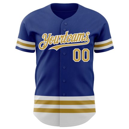 Custom Name & Number Personalized Old Gold-White Line Baseball Jersey - Authentic Team Gear Personalized Royal Old Gold-White