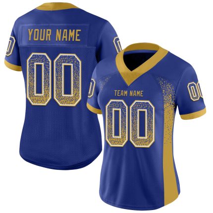 Customizable Old Gold and White Mesh Football Jersey with Personalized Name and Number - Drift Fashion Team Gear Personalized