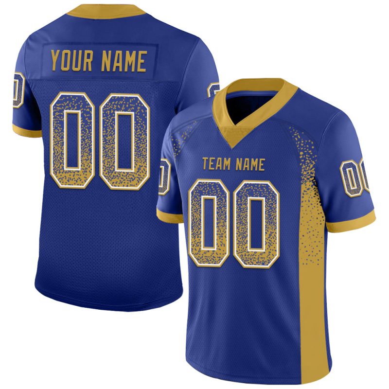 Customizable Old Gold and White Mesh Football Jersey with Personalized Name and Number - Drift Fashion Team Gear Personalized