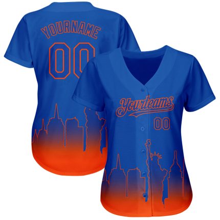 Personalized 3D New York City Edition Orange Fade Baseball Jersey Custom Name & Number Authentic Team Gear Personalized Royal