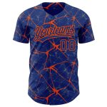 Custom Name and Number Baseball Jersey with Personalized Royal Orange 3D Pattern Design - Team Authentic Apparel Personalized