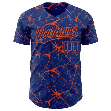 Custom Name and Number Baseball Jersey with Personalized Royal Orange 3D Pattern Design - Team Authentic Apparel Personalized