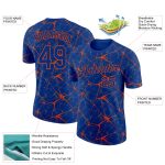 Custom Name and Number Performance T-Shirt - Personalized Royal Orange 3D Pattern Design Abstract Network Personalized Royal