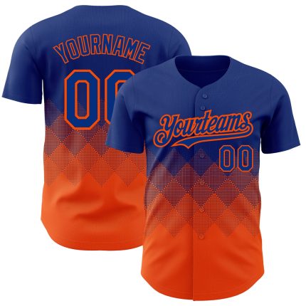 Custom Name & Number 3D Pattern Gradient Royal Orange Baseball Jersey - Personalized Team Design Personalized Royal Orange