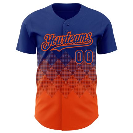 Custom Name & Number 3D Pattern Gradient Royal Orange Baseball Jersey - Personalized Team Design Personalized Royal Orange