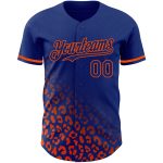 Personalized Leopard Print Baseball Jersey with Custom Name & Number - 3D Royal Orange Fade Design Personalized Royal Orange