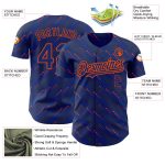Custom Name Number Baseball Jersey - Personalized Royal Orange 3D Slant Lines Design, Authentic Team Apparel Personalized